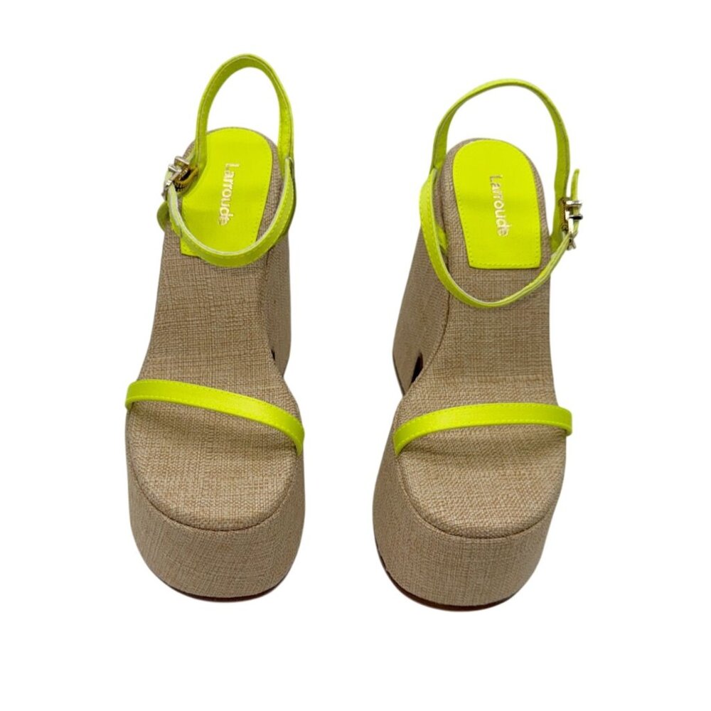 Larroude Wanda Sandal Satin Lemon NWB - Size 5 - Picture 7 of 7